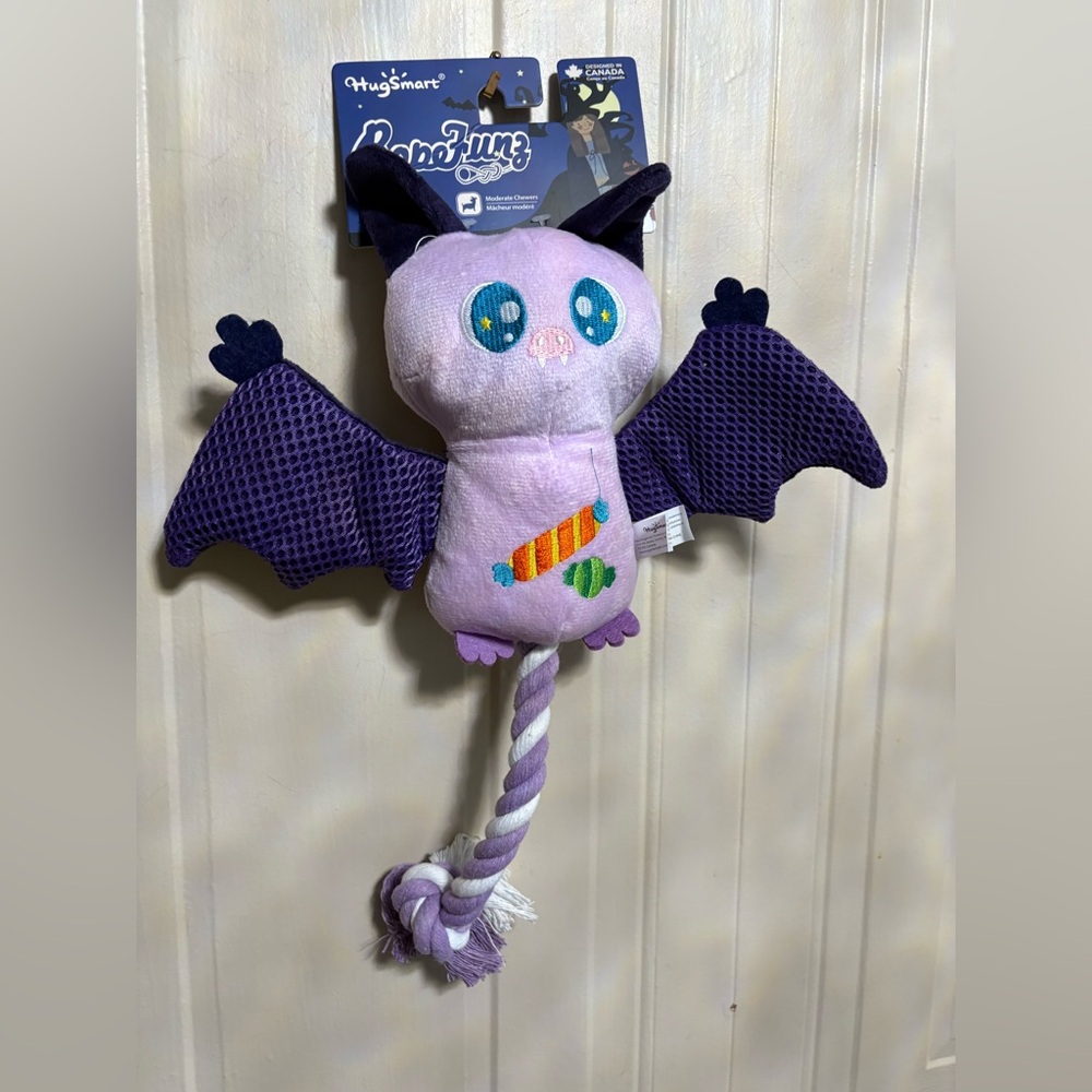HugSmart Interactive  Dog Toy  Halloween 👻  Clinker & Squeaky Bat 16”